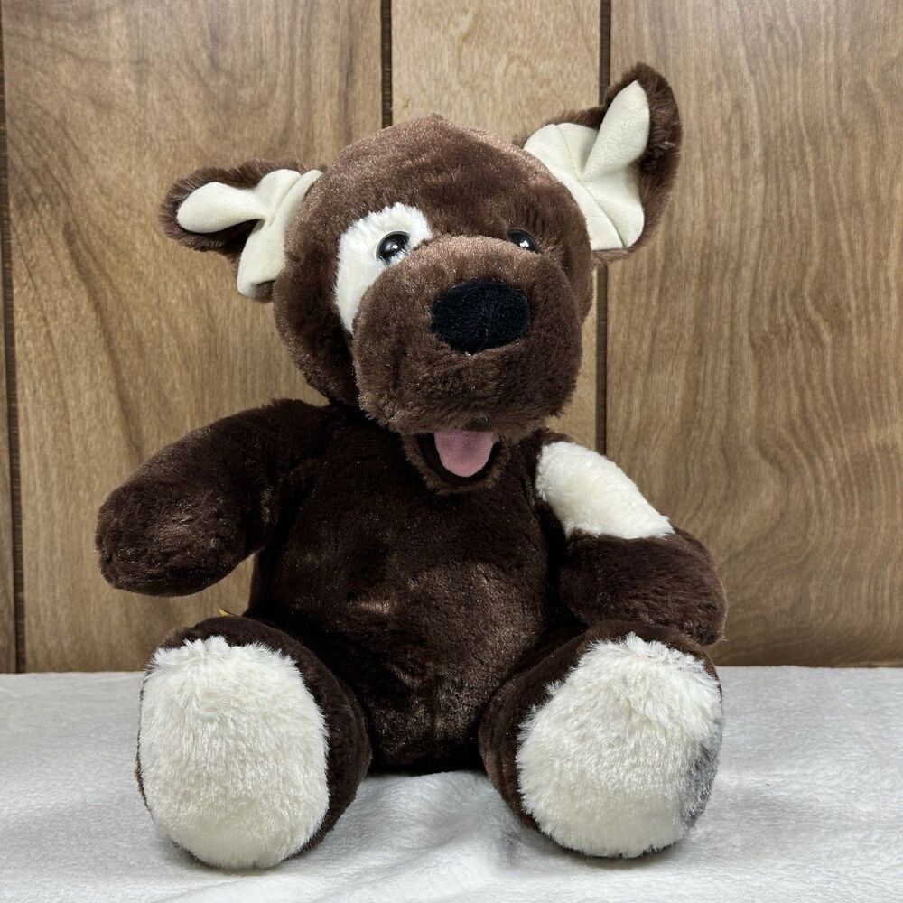 Build A Bear Brown Puppy Dog Plush 15” Stuffed Animal Tongue Out White Paws